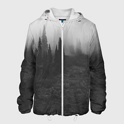 Куртка с капюшоном мужская Туманный лес - туман, цвет: 3D-белый