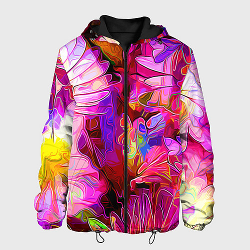Мужская куртка Красочный цветочный паттерн Floral pattern / 3D-Черный – фото 1