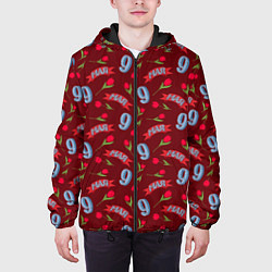 Куртка с капюшоном мужская 9 мая, красная лента и тюльпаны, цвет: 3D-черный — фото 2