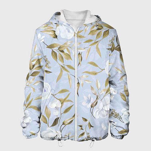 Мужская куртка Цветы Золотые Листья / 3D-Белый – фото 1