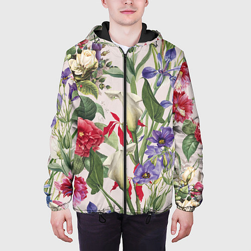 Мужская куртка Цветы Распускающиеся / 3D-Черный – фото 3