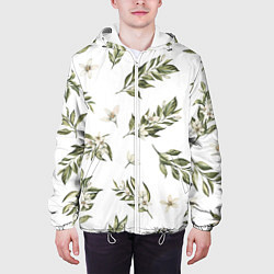 Куртка с капюшоном мужская Цветы Цитрусовых, цвет: 3D-белый — фото 2