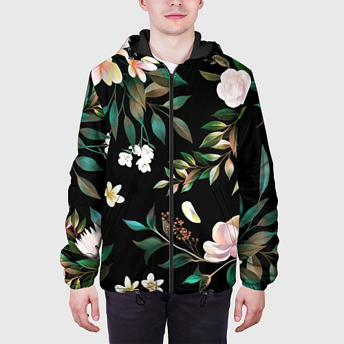 Мужская куртка Цветы Полуночный Сад / 3D-Черный – фото 3