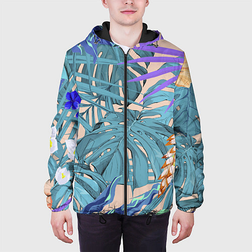 Мужская куртка Цветы Цветущие Тропики / 3D-Черный – фото 3