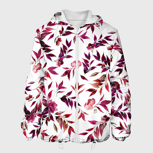 Мужская куртка Цветы Летние Розовые / 3D-Белый – фото 1