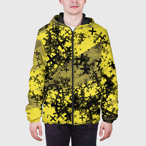 Мужская куртка Кресты и хаос На желтом Коллекция Get inspired! Fl / 3D-Черный – фото 3