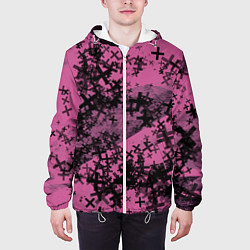 Куртка с капюшоном мужская Кресты и хаос На розовом Коллекция Get inspired! F, цвет: 3D-белый — фото 2