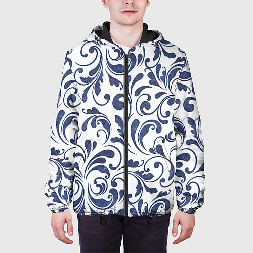 Мужская куртка Гжелевый рисунок / 3D-Черный – фото 3