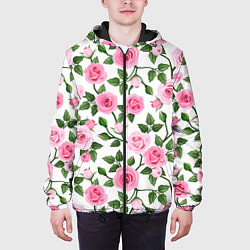 Куртка с капюшоном мужская Распустившиеся розы, цвет: 3D-черный — фото 2