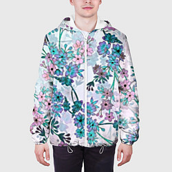 Куртка с капюшоном мужская Яркие красочные цветы, цвет: 3D-белый — фото 2
