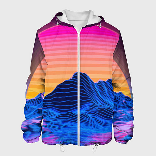 Мужская куртка Vaporwave Mountains Психоделика Неон / 3D-Белый – фото 1