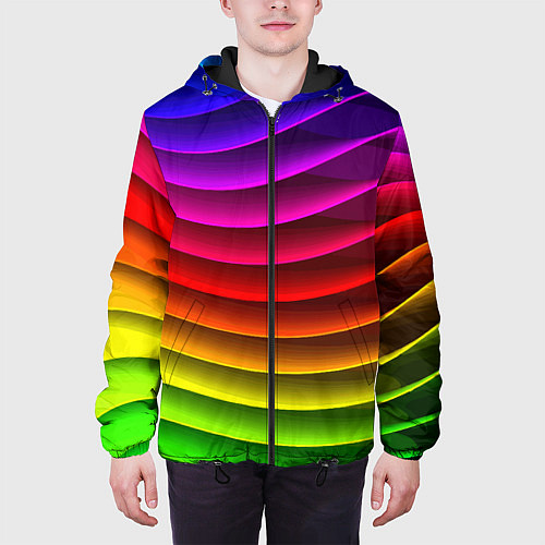 Мужская куртка Color line neon pattern Abstraction Summer 2023 / 3D-Черный – фото 3
