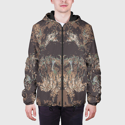 Мужская куртка Абстрактный графический узор,коричневого цвета Abs / 3D-Черный – фото 3