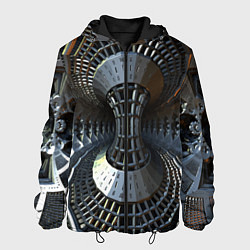 Куртка с капюшоном мужская Механистический индустриальный паттерн Броня Mecha, цвет: 3D-черный