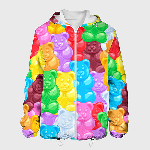 Мужская куртка Мармеладные мишки разноцветные / 3D-Белый – фото 1