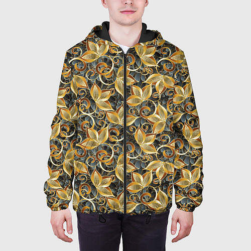 Мужская куртка Текстурные узоры / 3D-Черный – фото 3