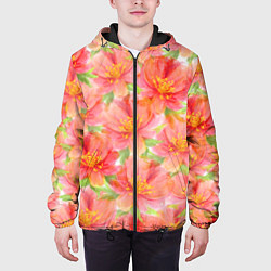 Куртка с капюшоном мужская Необычные цветы, цвет: 3D-черный — фото 2