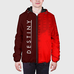 Куртка с капюшоном мужская ДЕСТИНИ 2 в красных тонах и паттерном на фоне, цвет: 3D-черный — фото 2