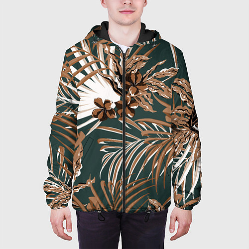 Мужская куртка Цветы Приглушённые Тропики / 3D-Черный – фото 3