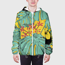 Куртка с капюшоном мужская Цветы В Джунглях, цвет: 3D-белый — фото 2