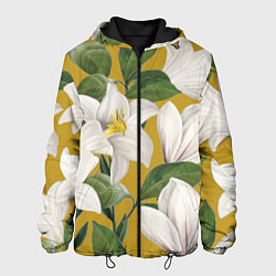 Куртка с капюшоном мужская Цветы Белые Лилии, цвет: 3D-черный
