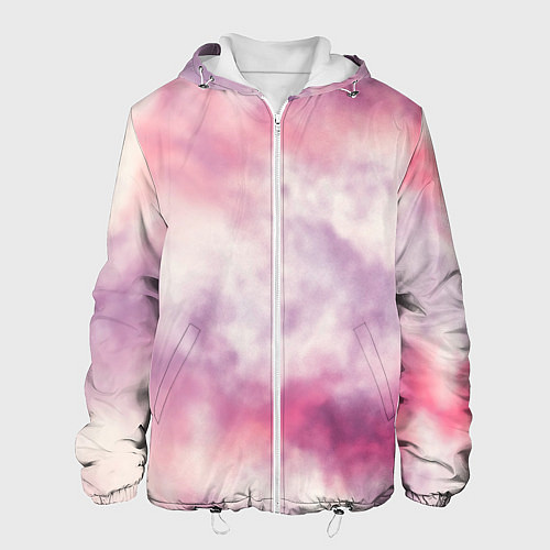 Мужская куртка Абстракция розовое небо / 3D-Белый – фото 1