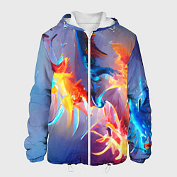 Куртка с капюшоном мужская Замерзшее пламя, цвет: 3D-белый