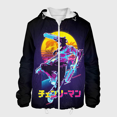 Мужская куртка CHAINSAW MAN on the background of the moon / 3D-Белый – фото 1