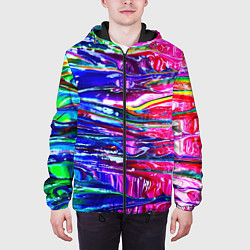 Куртка с капюшоном мужская Абстракция масляными красками, цвет: 3D-черный — фото 2
