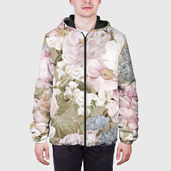 Куртка с капюшоном мужская Цветы Английский Садовый Узор, цвет: 3D-черный — фото 2