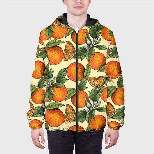 Мужская куртка Узор Апельсиновое настроение / 3D-Черный – фото 3