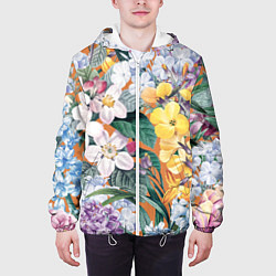 Куртка с капюшоном мужская Цветы Красочный Лакфиоль, цвет: 3D-белый — фото 2