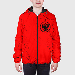 Куртка с капюшоном мужская РОССИЯ - ГЕРБ Потертости, цвет: 3D-черный — фото 2