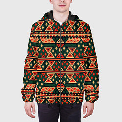 Куртка с капюшоном мужская Узор геометрия треугольная, цвет: 3D-черный — фото 2