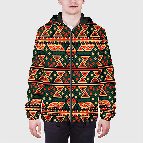 Мужская куртка Узор геометрия треугольная / 3D-Черный – фото 3