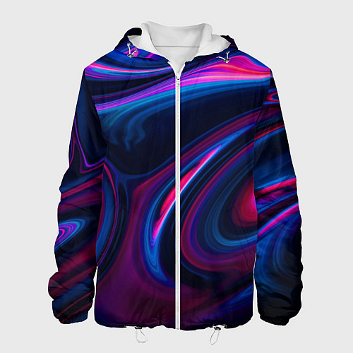 Мужская куртка Неоновые разводы Neon streaks / 3D-Белый – фото 1