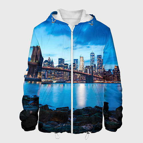 Мужская куртка Закат в мегаполисе / 3D-Белый – фото 1