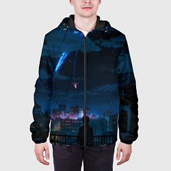 Куртка с капюшоном мужская Мальчик смотрит в небо, цвет: 3D-черный — фото 2