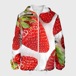 Куртка с капюшоном мужская Strawberries, цвет: 3D-белый