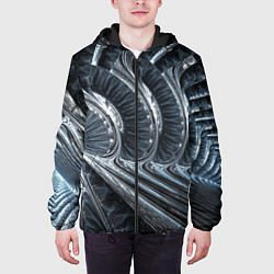 Куртка с капюшоном мужская Фрактальный абстрактный паттерн Броня Fractal Abst, цвет: 3D-черный — фото 2