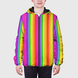 Куртка с капюшоном мужская ЦВЕТНЫЕ РАДУЖНЫЕ ЛИНИИ, цвет: 3D-черный — фото 2
