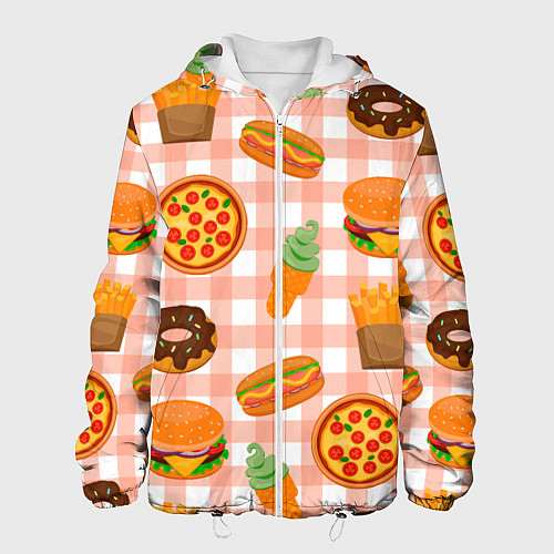 Мужская куртка PIZZA DONUT BURGER FRIES ICE CREAM pattern / 3D-Белый – фото 1