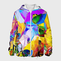 Куртка с капюшоном мужская Цветы Буйство красок Flowers Riot of colors, цвет: 3D-белый