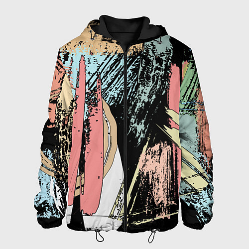 Мужская куртка Абстрактные мазки цветной краской abstraction / 3D-Черный – фото 1