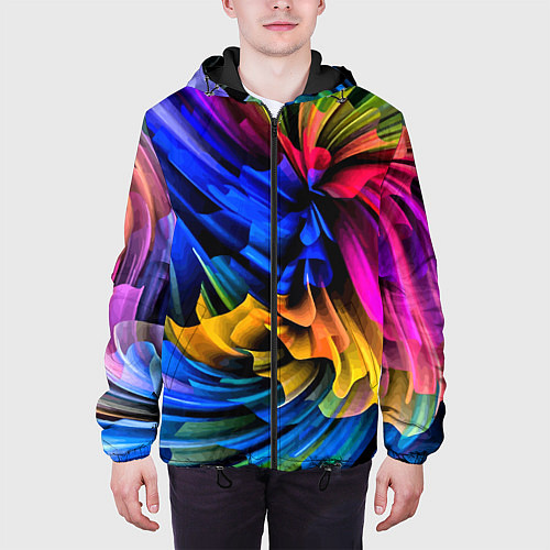 Мужская куртка Абстрактная неоновая композиция Abstract neon comp / 3D-Черный – фото 3