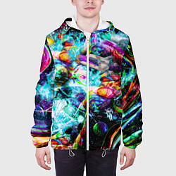 Куртка с капюшоном мужская Красочный космос, цвет: 3D-белый — фото 2