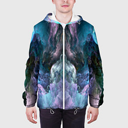 Куртка с капюшоном мужская Облака неонового цвета Neon colored clouds, цвет: 3D-белый — фото 2