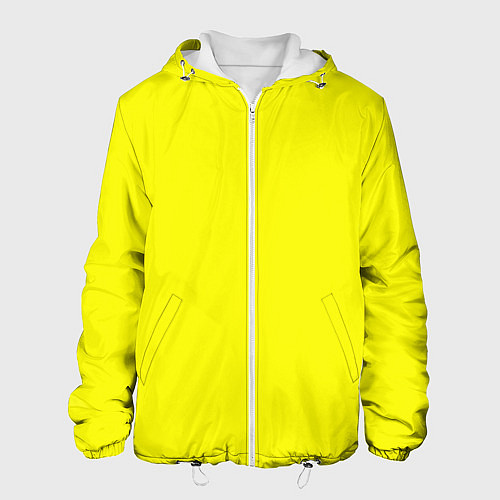 Мужская куртка Однотонный неоновый лимонный желтый тон / 3D-Белый – фото 1