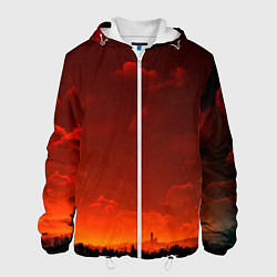 Куртка с капюшоном мужская Облака перед восходом солнца, цвет: 3D-белый