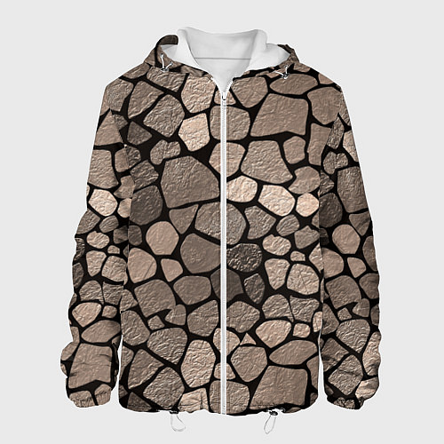 Мужская куртка Черно-коричневая текстура камня / 3D-Белый – фото 1